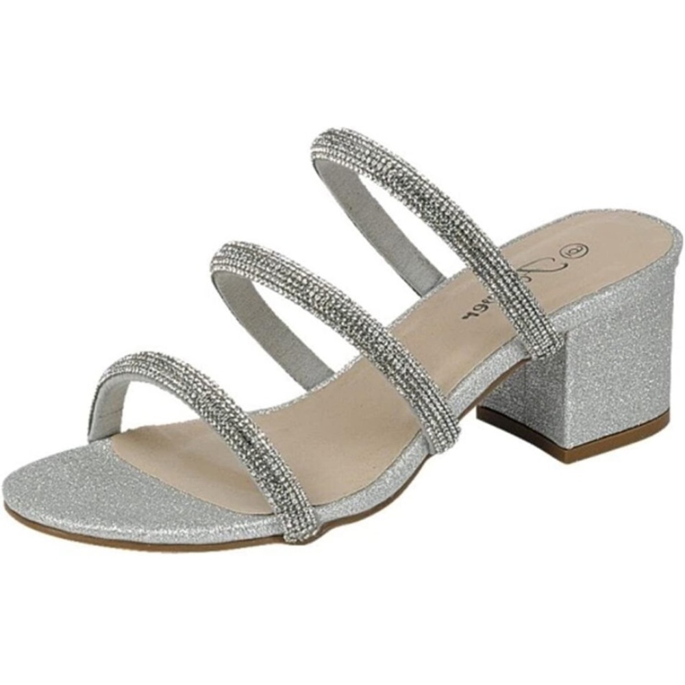 Silver Rhinestone slide heel